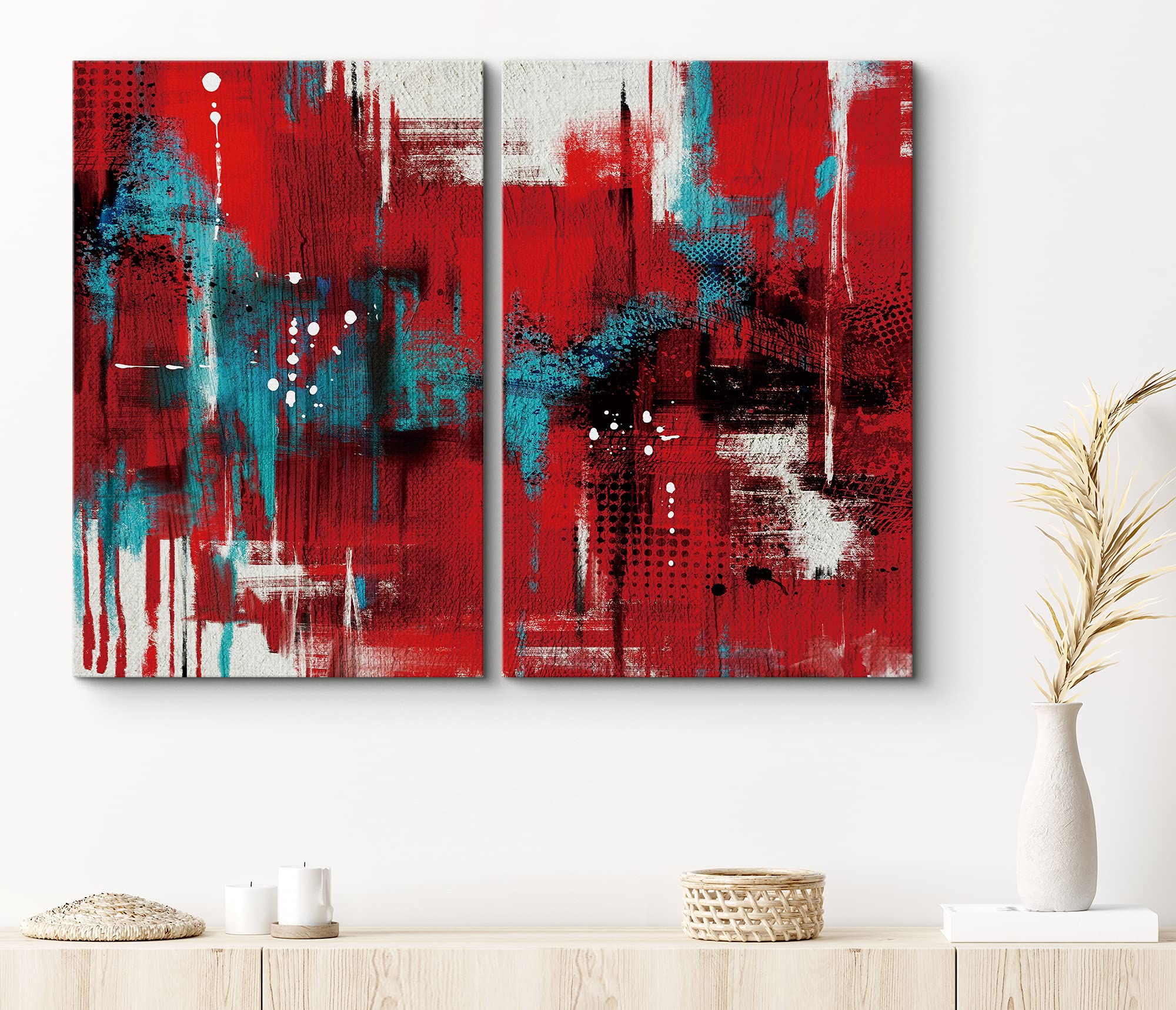 Amazon.com: SIGNLEADER Canvas Print Wall Art Set Red, Teal and